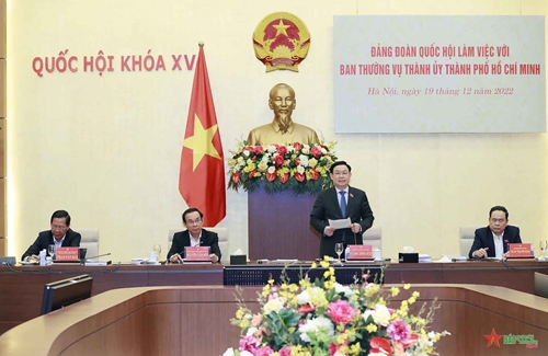 Đảng đoàn Quốc hội làm việc với Ban Thường vụ Thành ủy Thành phố Hồ Chí Minh